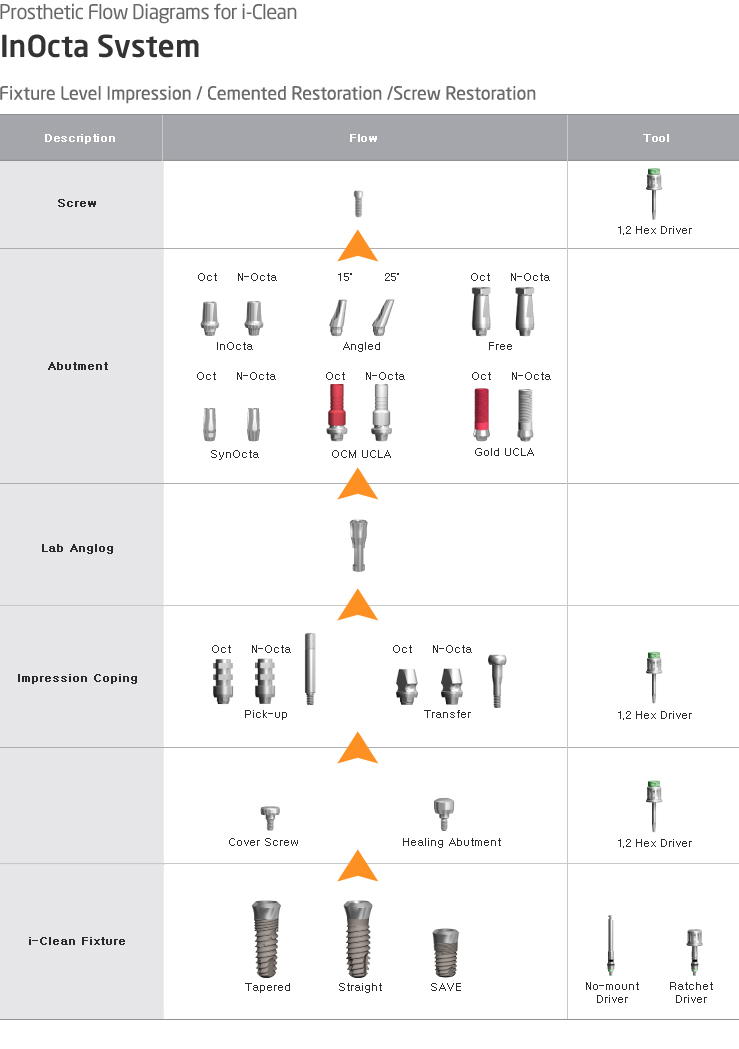 Prosthetic Flow Diagrems for s-Clean | InOcta System